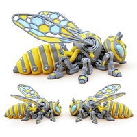 Figurine d'abeille imprimée en 3D, ornement d'insecte articulé, articulations mobiles, décoration de bureau originale, design réaliste