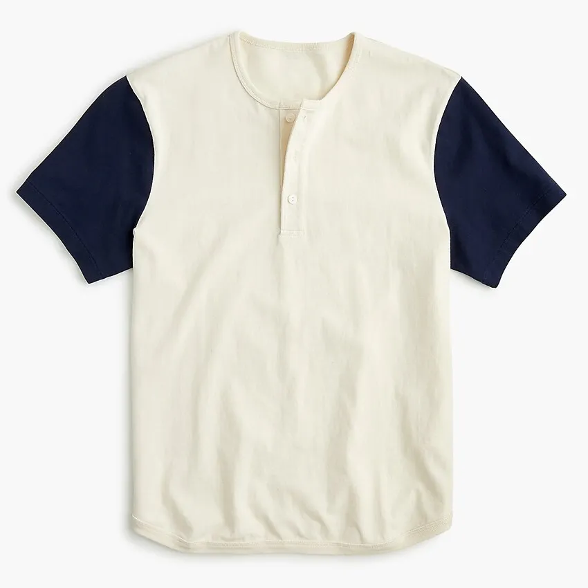 Men's Casual Short Sleeve Henley Shirt Raglan Fit Curved Hem Baseball T-shirts Tee Wholesale