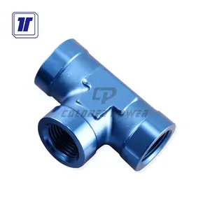 Lightweight Anodized Aluminum Alloy Forged 3 Way Female NPT Pipe Tee Fitting Adapter