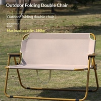 Chaise pliante double de camping en plein air, cadre en fer, chaise de plage portable en forme de U, chaise de pêche avec coussin et dossier 600D