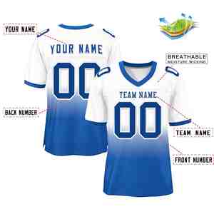 Custom <b>White</b> Royal-<b>White</b> Gradient Fashion Outdoor Authentic <b>Football</b> Jersey - Product Image 4