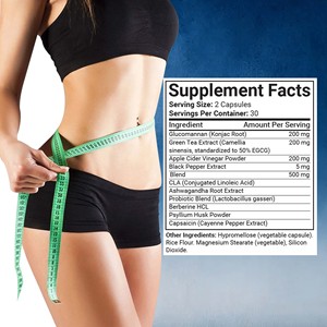 Capsules brûle-graisses pour femmes et hommes, aident à réduire l'appétit, Glucomannane, Probiotiques, Détox, Contrôle de l'appétit, Boost du métabolisme, Pilules amincissantes - Product Image 2