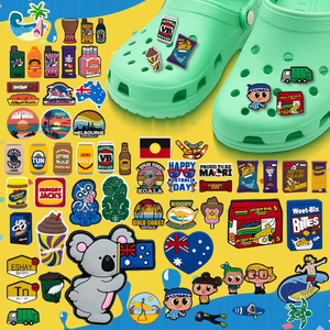 Chapeau de plage personnalisé HYB Kuaji, nouveaux designs, logo d'équipe, accessoires en PVC pour le football, vente en gros, décorations de chaussures, breloques en vrac pour l'Australie - Product Image 1