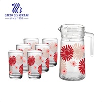 Ensemble de carafe en verre coloré, avec carafe à boire, lot de 7 pièces, décoratifs de fleurs, bon marché, Promotion du nouvel an