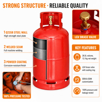 Bouteille de gaz GPL domestique 12kg vide rechargeable en acier, faible capacité 26.5L, modèle LPG-12/12.5KG-Africa pour cuisine domestique