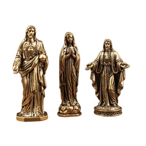 Brass Figurine Set Jesus Mary Sacred Heart Religious Ornament Tabletop <b>Decor</b> Craft Gift - Product Image 5