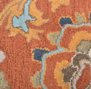 Tapis en laine touffeté à la main écologique fait à la main Floral Orange anti-dérapant personnaliser la taille disponible avec un motif abstrait - Product Image 2