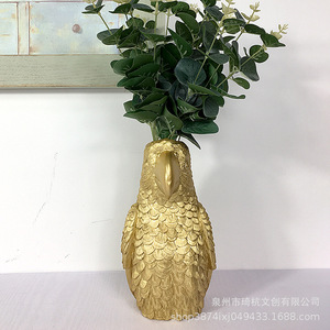 Jarrón Parrot Dorado y Blanco de Resina Sintética, Decoración Moderna para el Hogar, Sala de Estar, Dormitorio, Entrada, Escritorio, Arreglo Floral - Product Image 2