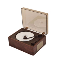 Lecteur CD portable en bois rétro, haut-parleur sans fil BT pratique, cadeau d'anniversaire audio, album
