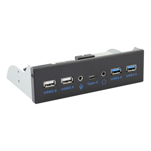 แผงควบคุมด้านหน้าขนาด 5.25 นิ้ว ขายดี พร้อมพอร์ต USB3.0 2 ช่อง + พอร์ต Type C 1 ช่อง + ช่องเสียง HD + พอร์ต USB2.0 2 ช่อง พร้อมไดรเวอร์ <span class=keywords><strong>CD</strong></span> ได้รับการรับรองมาตรฐาน CE - Product Image 2