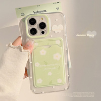 Coque souple en TPU motif marguerite avec porte-cartes pour iPhone 13/15 Pro Max/12 – Style frais et design tendance