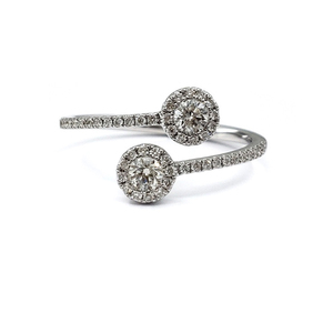 Wholesale Custom Made Romantic Design Top Quality 14k 585 Solid White Gold Real Diamond Round Small Wedding Band Ring for Lady - Product Image 1