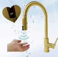 Robinet numérique à capteur LED extractible, à poignée unique, en céramique, pour cuisine et salle de bain, nouvelle technologie, best-seller, durée de vie de 500 000 utilisations