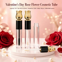 ISMAN Tube de mascara et gloss transparent à capuchon tulipe doré, 7ml, vide, avec bande noire, grand applicateur doe foot, cosmétique de luxe, vente en gros
