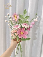 Buket Bunga Mawar Rajut Katun Grosir - Ornamen Rajutan Tangan Mewah Tahan Lama untuk Pernikahan, Hari Ibu, dan Hari Thanksgiving Baru