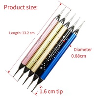 SunelPort – Kit de stylos à points pour nail art de haute qualité, 5 pièces, tiges en acier métallique, perles incrustées de diamants, ensemble de pinceaux double embout, personnalisable