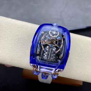 Reloj Jacob & Co. Bugatti Chiron Tourbillon Reloj Deportivo de Lujo Cristal de Zafiro Correa de Caucho Azul Movimiento Citizen Agujas - Product Image 5