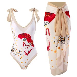 Conjunto de Traje de Baño de 3 Piezas <span class=keywords><strong>con</strong></span> <span class=keywords><strong>Falda</strong></span> Cubierta, Traje de Baño de Una Pieza <span class=keywords><strong>con</strong></span> Cintura Alta para Mujer 2024 - Product Image 2