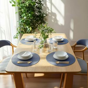 Handwoven PP 38cm <b>Round</b> Solid Color Table Mats <b>Placemats</b> for Dining Kitchen Hot Pad Trivet Coaster Protection - Product Image 4