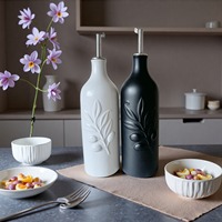 Distributeur d'huile d'olive en céramique moderne et simple, 150 ml, ouverture et fermeture automatiques, bouteille portable pour la cuisine domestique, pour la cuisson et le vin