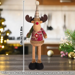 Merry Christmas Ornaments <b>Xmas</b> Gift Santa Claus Snowman <b>Tree</b> Toy Doll Vintage Snowflake Plaid Retractable Figure Doll Decor - Product Image 4