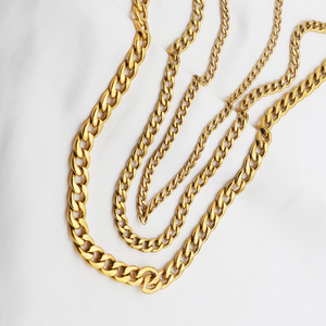 Stainless Steel Cuban Necklace Chunky Chain Unisex Hip Hop Style 304 Steel U Shape Gift Necklace - Product Image 1