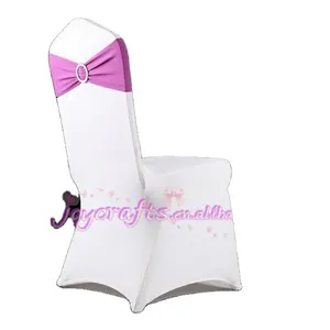 Purple Band White Stretch Cheap Spandex Chair Cover with Band