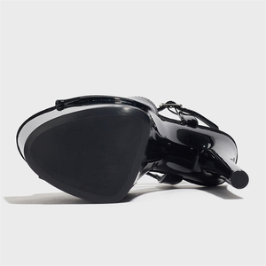 Sandales élégantes personnalisées à bout ouvert pour femmes, talons hauts légers en cuir verni, été et automne, sandales d'extérieur antidérapantes, chaussures de soirée sexy - Product Image 5