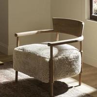 Fauteuil de loisirs moderne vintage à une place, canapé paresseux en bois massif pour salon, chambre, balcon - Avec design en tissu imitation laine d'agneau