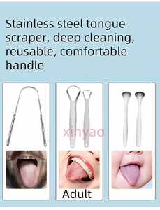 Pembersih pengeruk lidah logam besi tahan karat 100% 304 Logo kustom Scrubber mengurangi bau mulut untuk perawatan mulut higienis untuk dewasa - Product Image 4