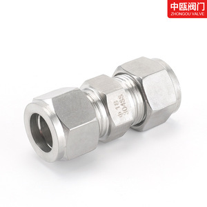 ข้อต่อท่อสแตนเลสแบบอัดสองชั้น ข้อต่อปลายท่อแบบตรง ข้อต่อท่อร้อยสาย - Product Image 4