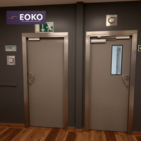 Porte coupe-feu EOKO homologuée 90 minutes avec panneau de vision et barre anti-panique pour entrepôt et usine, simple battant, grande taille
