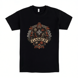 Camiseta Negra Gamer Crest para Hombre, Camiseta Gráfica, Ropa de Juego - Product Image 1