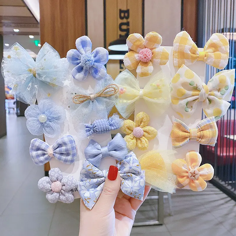 Mengxin 8pcs Set Benutzer definiertes Logo Koreanisches Haar zubehör Schmetterling Haars pangen Blumen schleifen Haars pangen Für Kinder Baby Mädchen