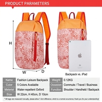 Sac à dos de sport 10L en gros, imprimé sur toute la surface, léger, imperméable, en polyester, pour l'extérieur, avec logo personnalisé, faible MOQ, cadeau promotionnel