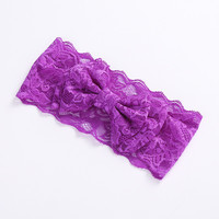 Bandeau double couche en dentelle avec nœud pour bébé, foulard simple et tendance pour filles, accessoire de cheveux pour fête d'anniversaire