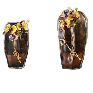 Vase en émail de luxe léger, décoration créative pour la maison, salon, entrée, ornement en métal peint à la main - Product Image 1