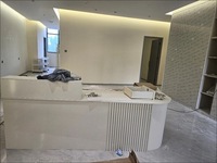 Bureau de réception de spa moderne et luxueux sur mesure, finition blanc or, mobilier de réception en MDF pour salle de sport et hôpital