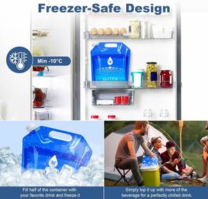 Sacs à eau portables JUB, sans BPA, anti-fuite, pliables, congelables, en plastique, 1,3 gallon, pour le camping, la randonnée, la pêche, la randonnée en montagne - Product Image 4
