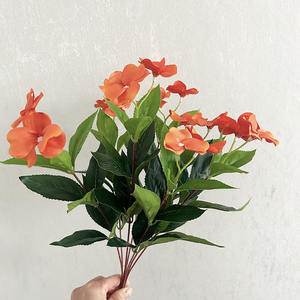 Venta caliente ramas de flores de seda colorida Decoración de mesa de restaurante flores de <span class=keywords><strong>balsamina</strong></span> artificiales de plástico - Product Image 4