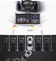 C309 Caméra embarquée 1080P à trois caméras avec écran partagé, vision nocturne, enregistrement en boucle, mode de surveillance, enregistreur de conduite DVR pour voiture