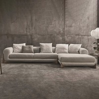 Canapé d'angle en tissu moderne et luxueux, style minimaliste, pour salon, avec structure en bois, doux et élégant, idéal pour la maison