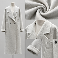 Manteau long élégant en mélange de laine pour femme, col à revers classique, double boutonnage, avec poches, personnalisable OEM/ODM, pour l'hiver