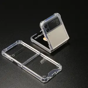 Geili 1.5mm Coque de téléphone pour Samsung Galaxy Z Flip 3 Coque rigide en cristal transparent Tpu Pc Cover For Samsung Z Flip 4 Case Transparent