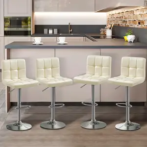 Wholesale Luxury Height Adjustable Pu Leather Ergonomic Black And White Bar Stools