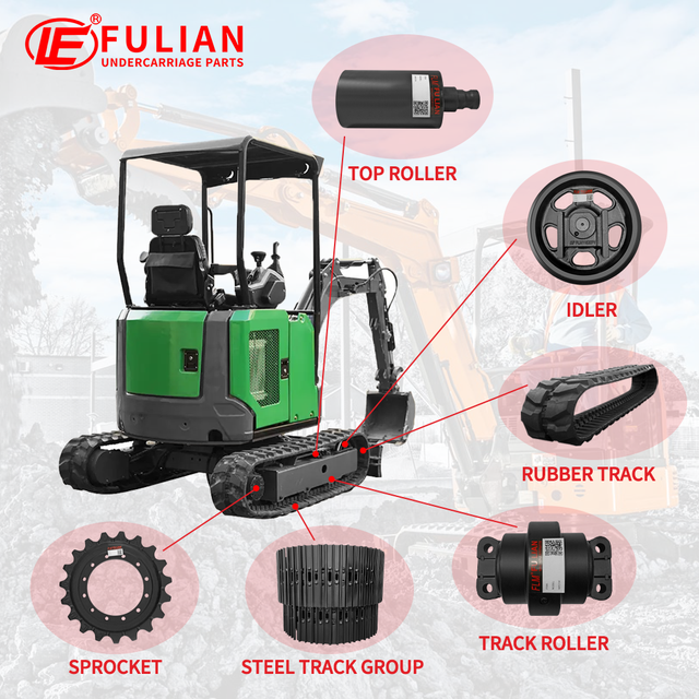 Mini Excavator Undercarriage Parts Rubber Track Idler Sprocket Steel Track Group Carrier Roller Bottom Roller for Mitsubishi