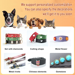 Collares de Cuero Genuino para Mascotas, Transpirables, con Diamantes de Colores, Collares de Cristal de Lujo para Gatos - Product Image 5