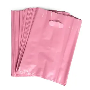 Factory Price Custom Color Pink Recycle Die Cut Bag Hdpe Plastic Shopping Bags For Boutique