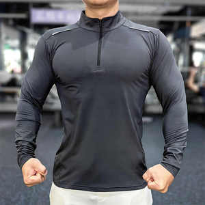 Çeyrek fermuar hızlı kuru özel spor tam kollu gömlek erkekler kas Fit spor koşu <span class=keywords><strong>T</strong></span> <span class=keywords><strong>Shirt</strong></span> erkekler egzersiz gömlek - Product Image 1