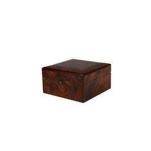 Square Wood <b>Watch</b> Box With Lock Snap Closure High Gloss Finish Protective <b>Case</b> For Single Timepiece Storage - Product Image 2